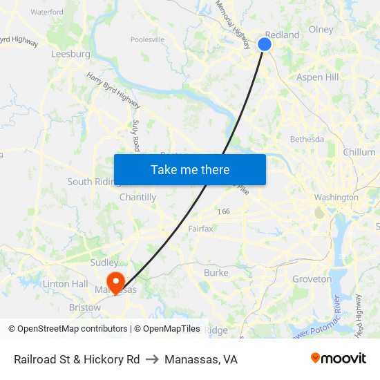 Railroad St & Hickory Rd to Manassas, VA map