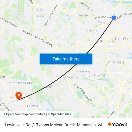 Lewinsville Rd @ Tysons Mclean Dr to Manassas, VA map