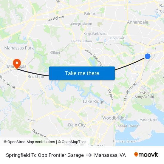 Springfield Tc Opp Frontier Garage to Manassas, VA map