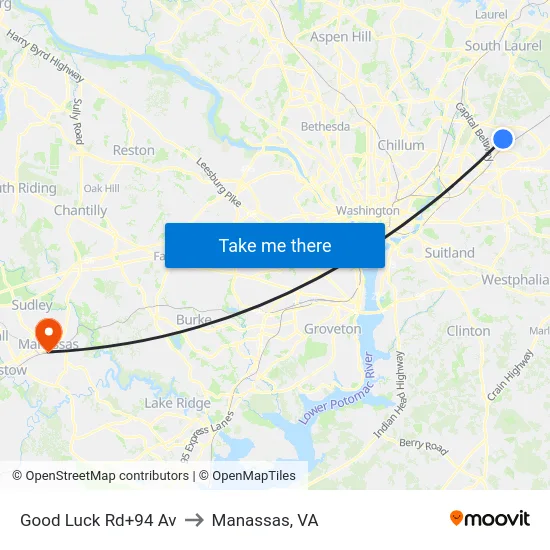 Good Luck Rd+94 Av to Manassas, VA map