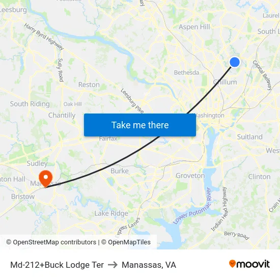 Md-212+Buck Lodge Ter to Manassas, VA map