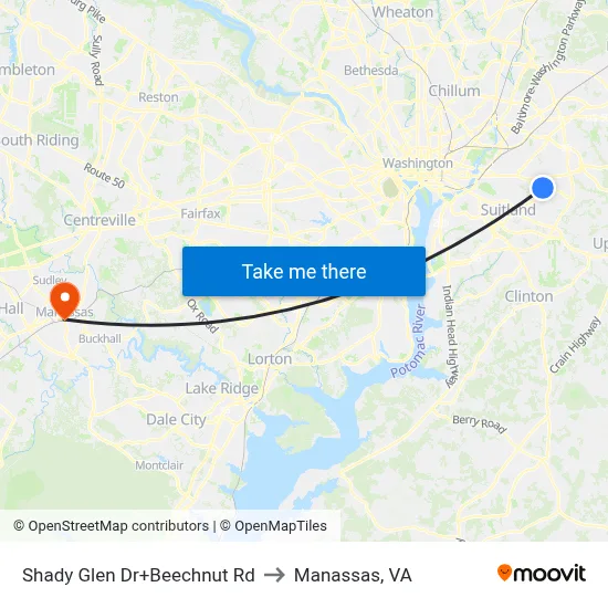 Shady Glen Dr+Beechnut Rd to Manassas, VA map