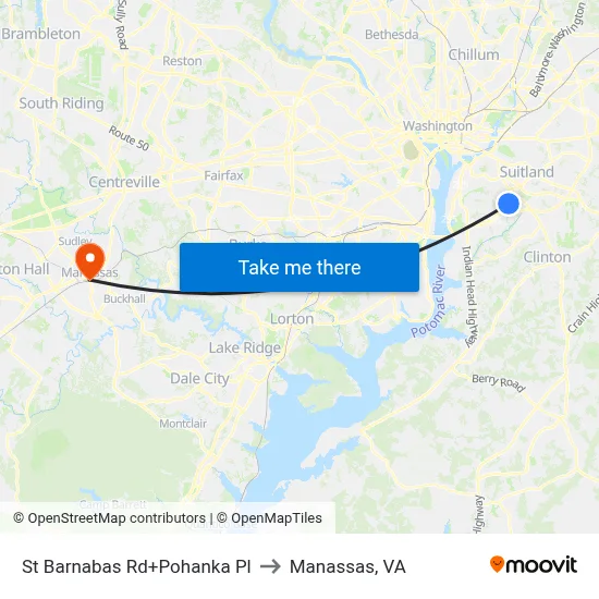 St Barnabas Rd+Pohanka Pl to Manassas, VA map