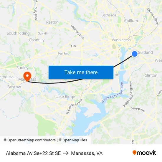 Alabama Av Se+22 St SE to Manassas, VA map