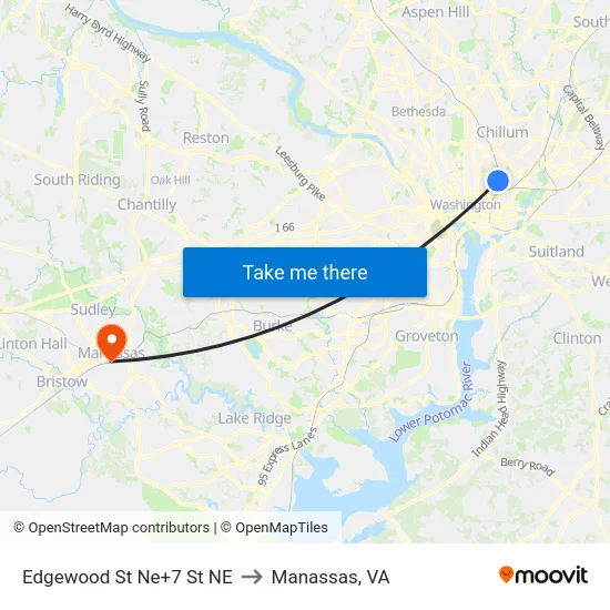 Edgewood St Ne+7 St NE to Manassas, VA map