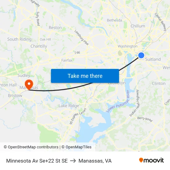 Minnesota Av Se+22 St SE to Manassas, VA map
