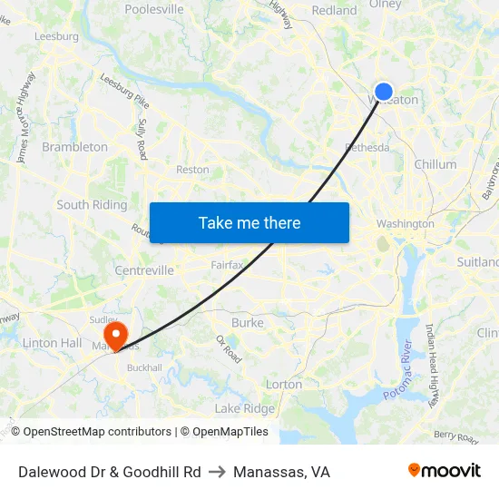 Dalewood Dr & Goodhill Rd to Manassas, VA map