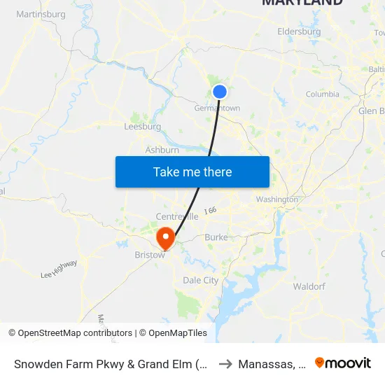Snowden Farm Pkwy & Grand Elm (E) St to Manassas, VA map