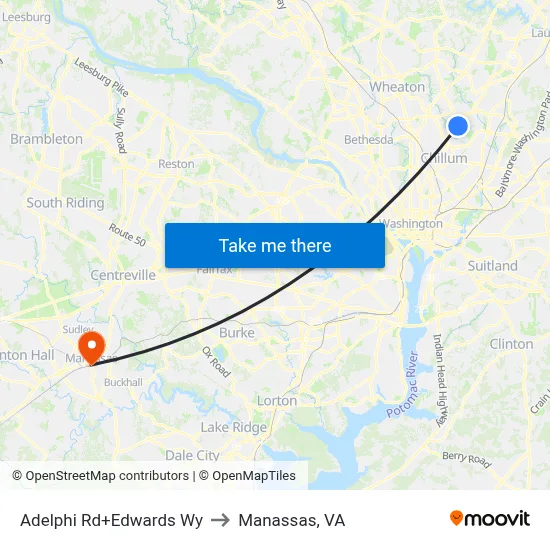 Adelphi Rd+Edwards Wy to Manassas, VA map