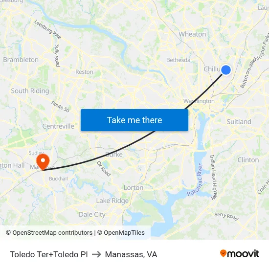 Toledo Ter+Toledo Pl to Manassas, VA map
