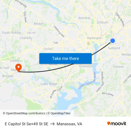 E Capitol St Se+49 St SE to Manassas, VA map
