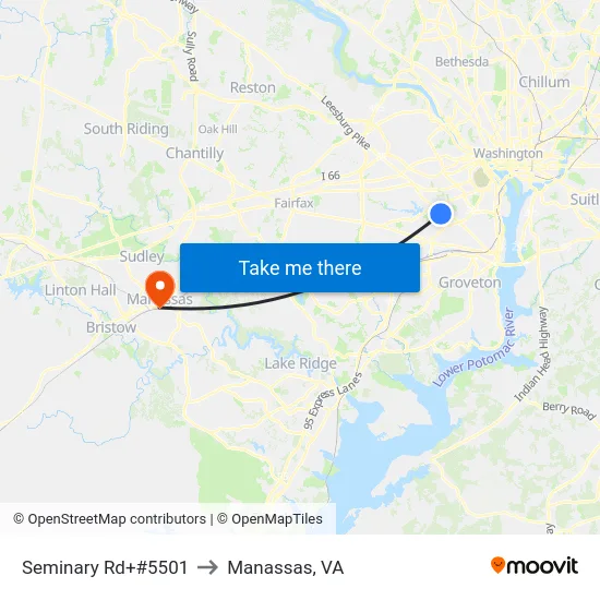 Seminary Rd+#5501 to Manassas, VA map