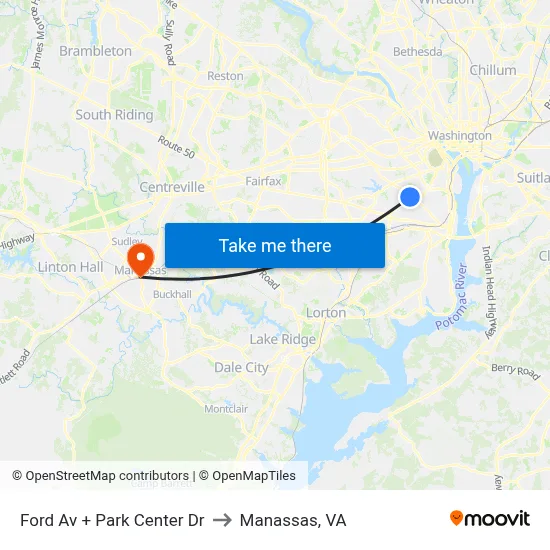 Ford Av + Park Center Dr to Manassas, VA map