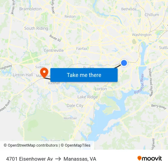 4701 Eisenhower Av to Manassas, VA map