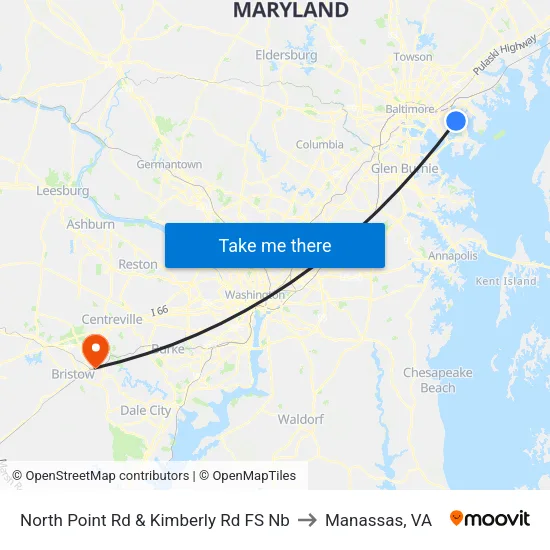 North Point Rd & Kimberly Rd FS Nb to Manassas, VA map