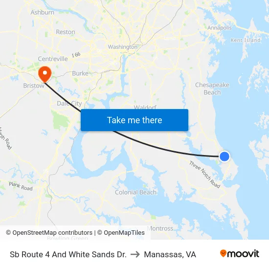 Sb Route 4 And White Sands Dr. to Manassas, VA map