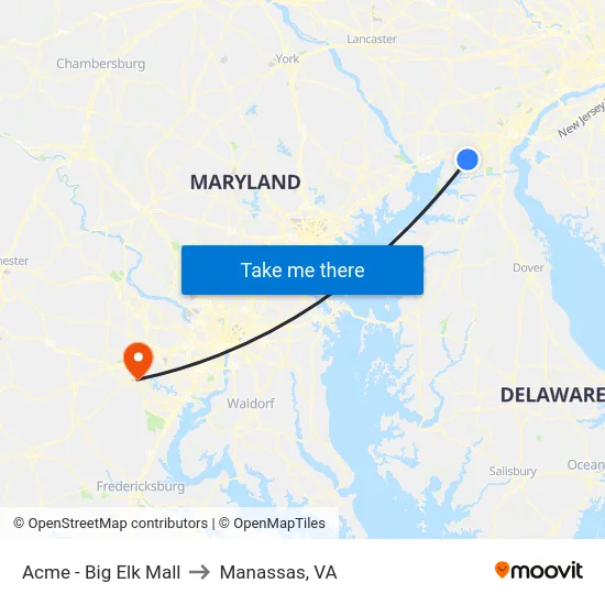 Acme - Big Elk Mall to Manassas, VA map