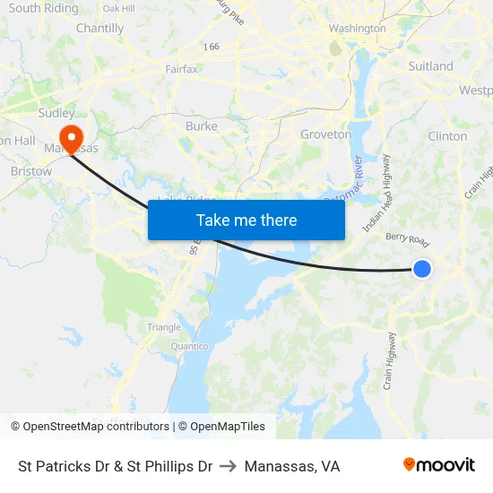St Patricks Dr & St Phillips Dr to Manassas, VA map