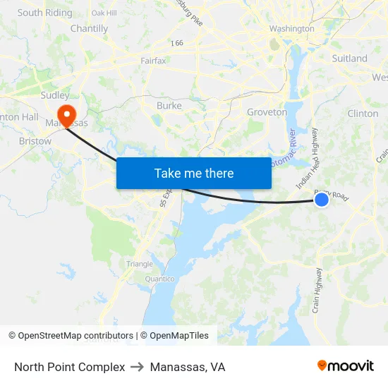 North Point Complex to Manassas, VA map
