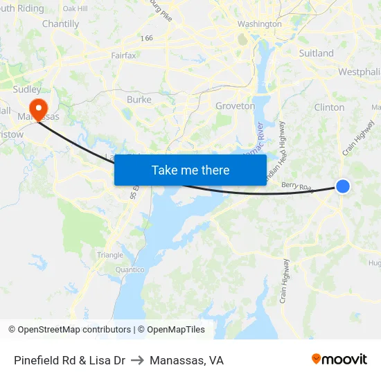 Pinefield Rd & Lisa Dr to Manassas, VA map