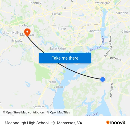 Mcdonough High School to Manassas, VA map