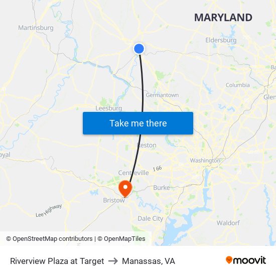 Riverview Plaza at Target to Manassas, VA map