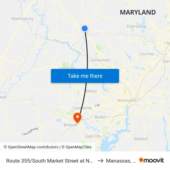 Route 355/South Market Street at Noland to Manassas, VA map