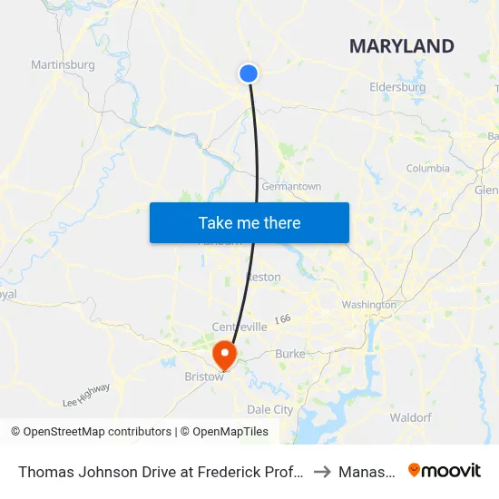 Thomas Johnson Drive at Frederick Professional Group (61 Tj Dr.) to Manassas, VA map
