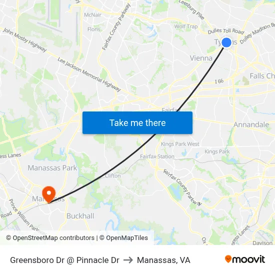 Greensboro Dr @ Pinnacle Dr to Manassas, VA map