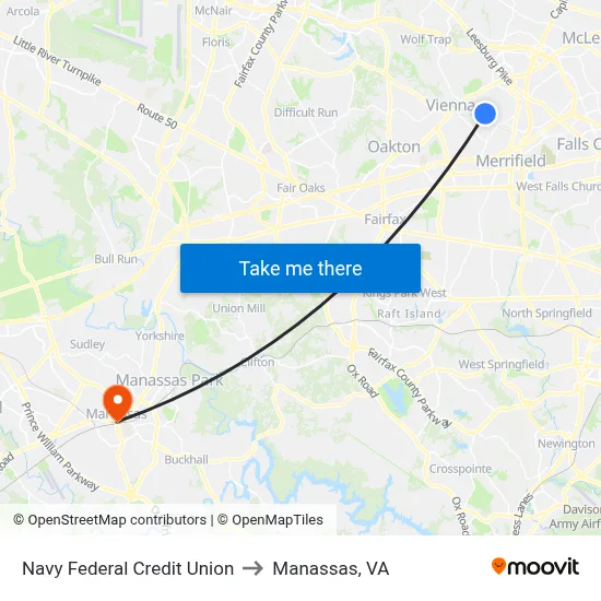 Navy Federal Credit Union to Manassas, VA map