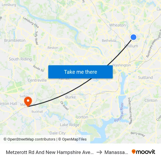 Metzerott Rd And New Hampshire Ave (Outbound) to Manassas, VA map
