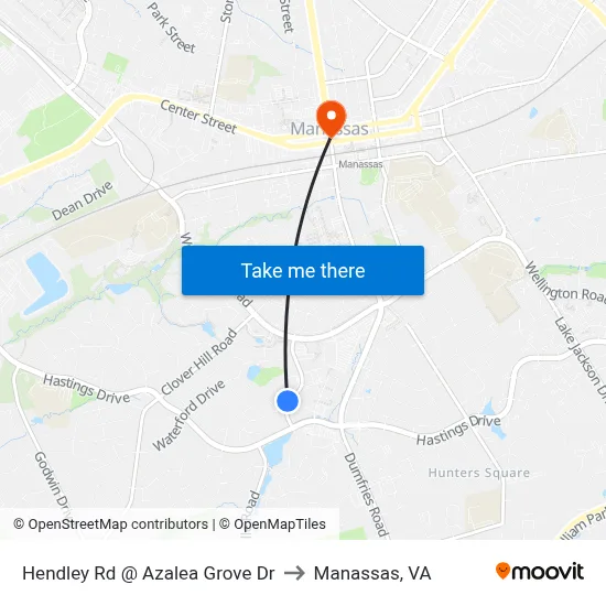 Hendley Rd @ Azalea Grove Dr to Manassas, VA map