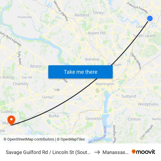 Savage Guilford Rd / Lincoln St (Southbound) to Manassas, VA map