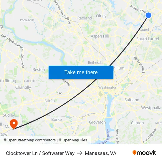 Clocktower Ln / Softwater Way to Manassas, VA map