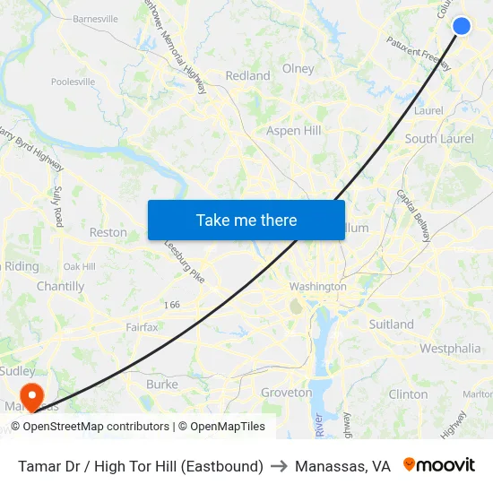 Tamar Dr / High Tor Hill (Eastbound) to Manassas, VA map