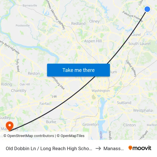 Old Dobbin Ln / Long Reach High School (Northbound) to Manassas, VA map