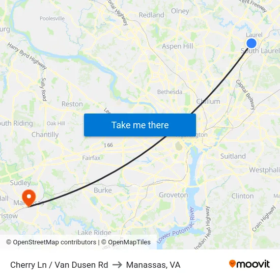 Cherry Ln / Van Dusen Rd to Manassas, VA map