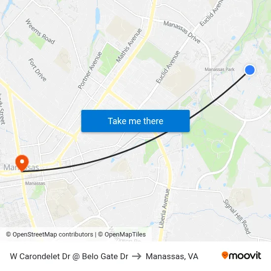 W Carondelet Dr @ Belo Gate Dr to Manassas, VA map