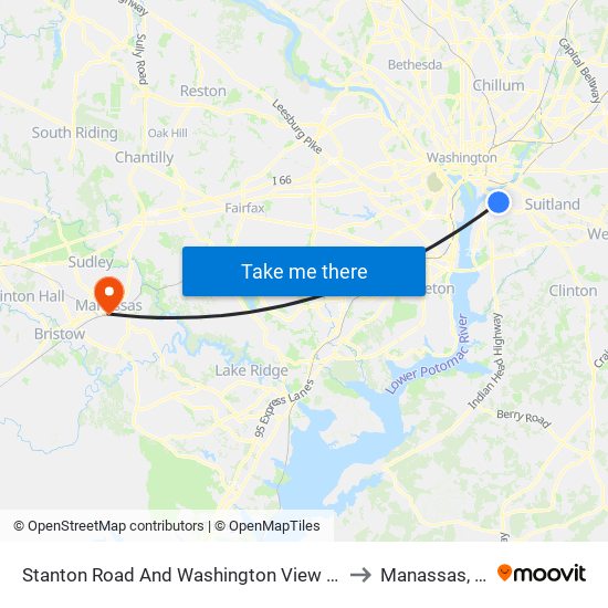 Stanton Road And Washington View Apts to Manassas, VA map