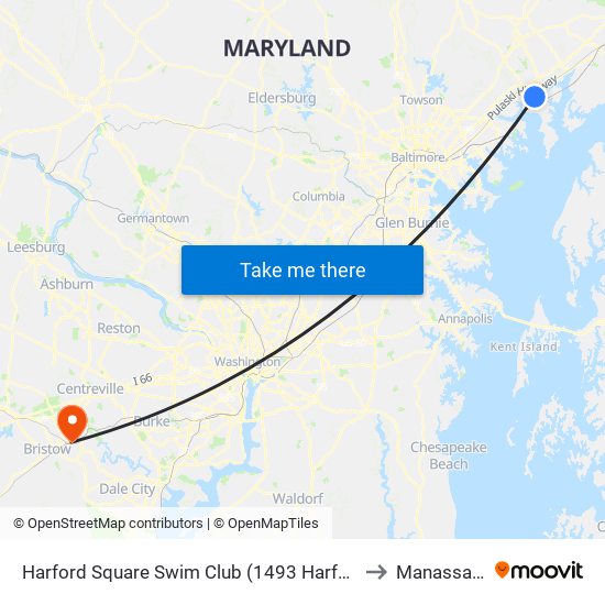 Harford Square Swim Club (1493 Harford Square Dr) to Manassas, VA map