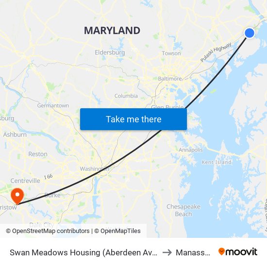 Swan Meadows Housing (Aberdeen Ave & Bypass Rd) to Manassas, VA map