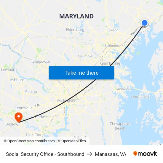 Social Security Office - Southbound to Manassas, VA map