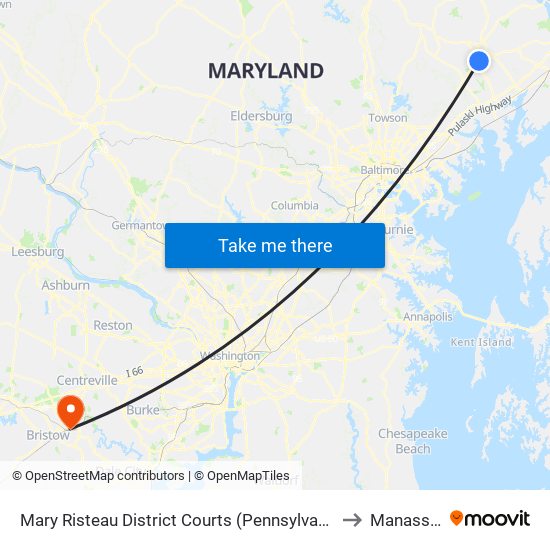 Mary Risteau District Courts (Pennsylvania Ave Near Bond St) to Manassas, VA map