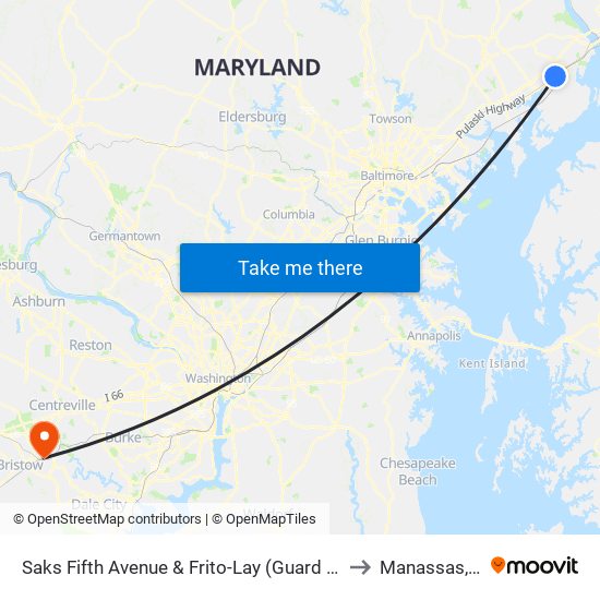 Saks Fifth Avenue & Frito-Lay (Guard Shack) to Manassas, VA map