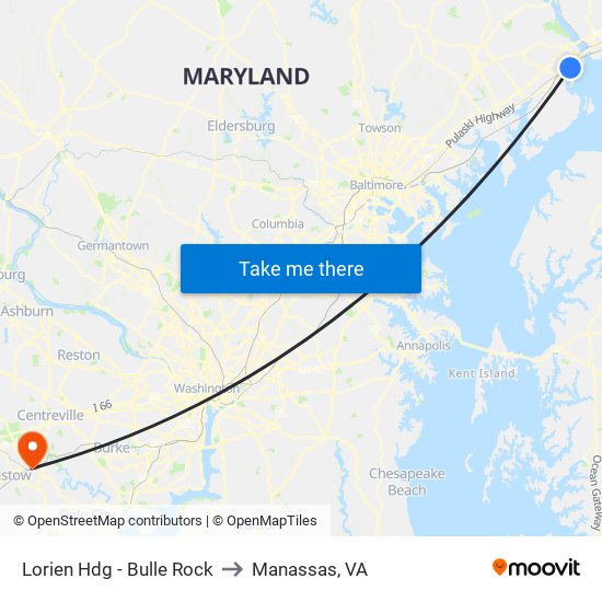 Lorien Hdg - Bulle Rock to Manassas, VA map