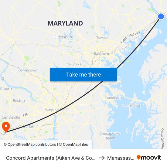 Concord Apartments (Aiken Ave & Concord Dr) to Manassas, VA map