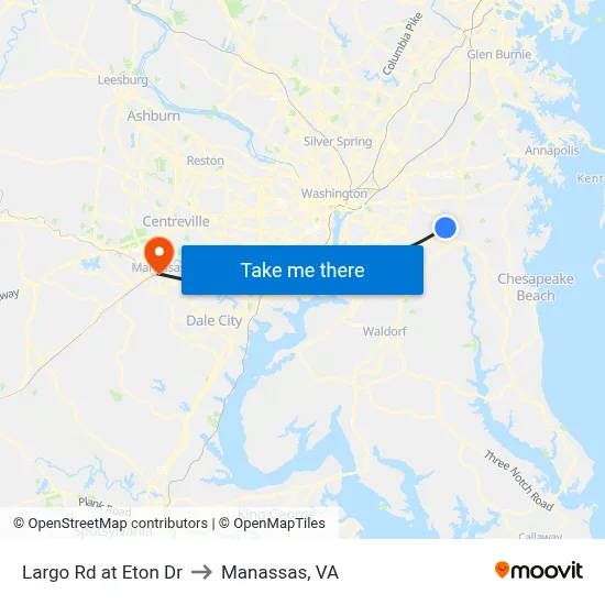 Largo Rd at Eton Dr to Manassas, VA map