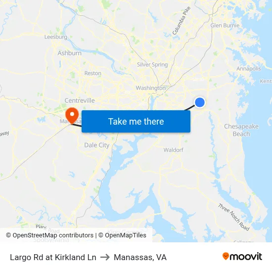 Largo Rd at Kirkland Ln to Manassas, VA map