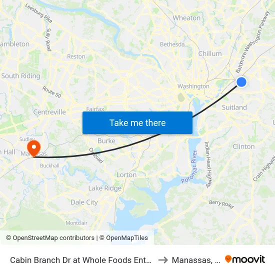 Cabin Branch Dr at Whole Foods Entrance to Manassas, VA map