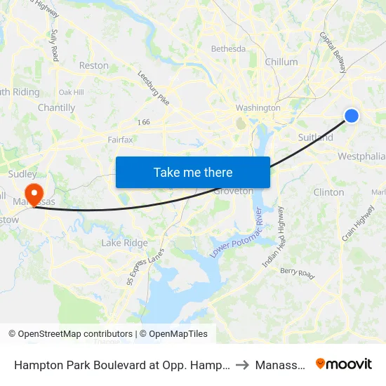 Hampton Park Boulevard at Opp. Hampton Mall Drive N. to Manassas, VA map